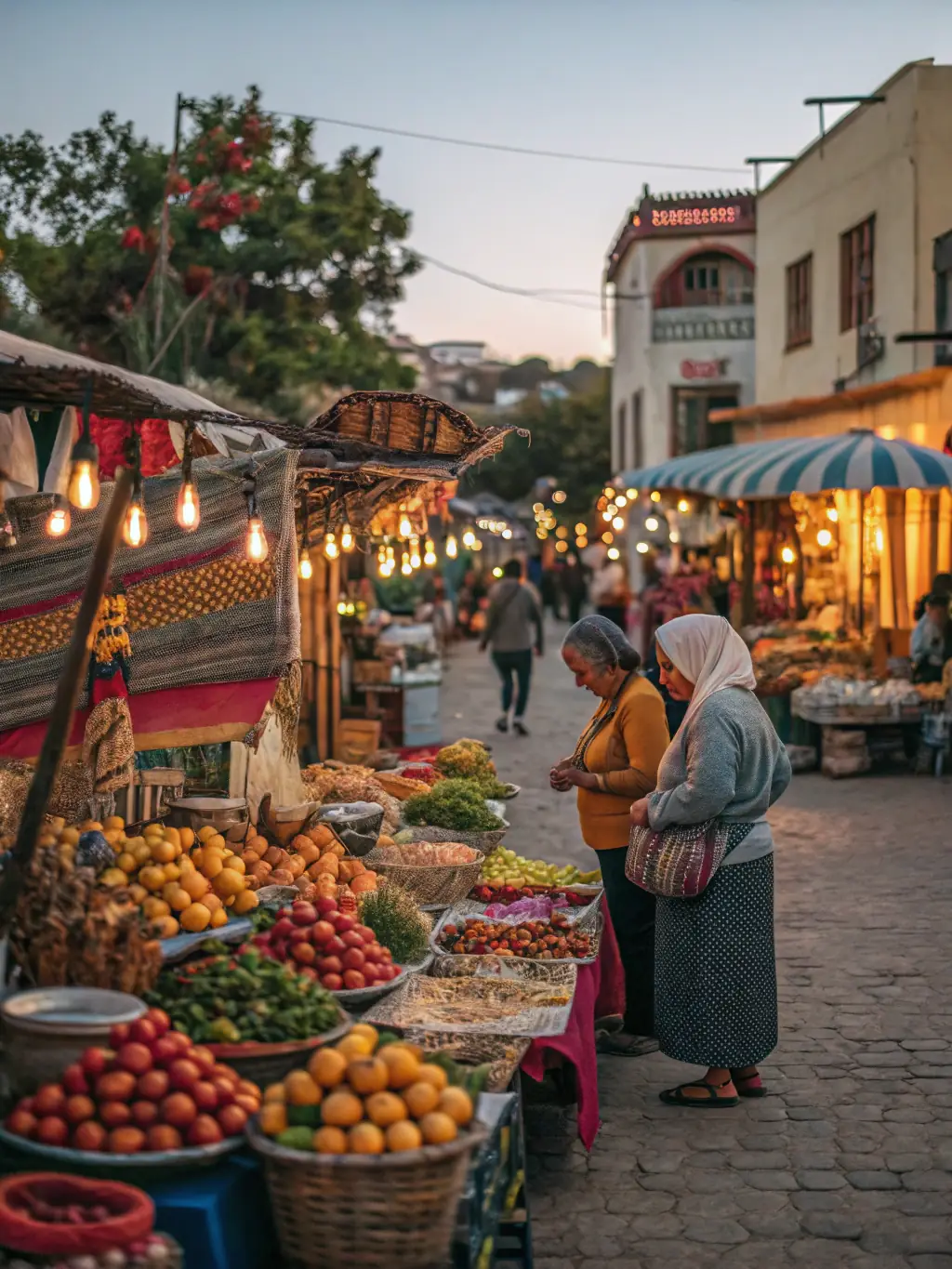 A vibrant image of a bustling farmers market in the UK, showcasing local produce and the importance of community engagement for culinary businesses.
